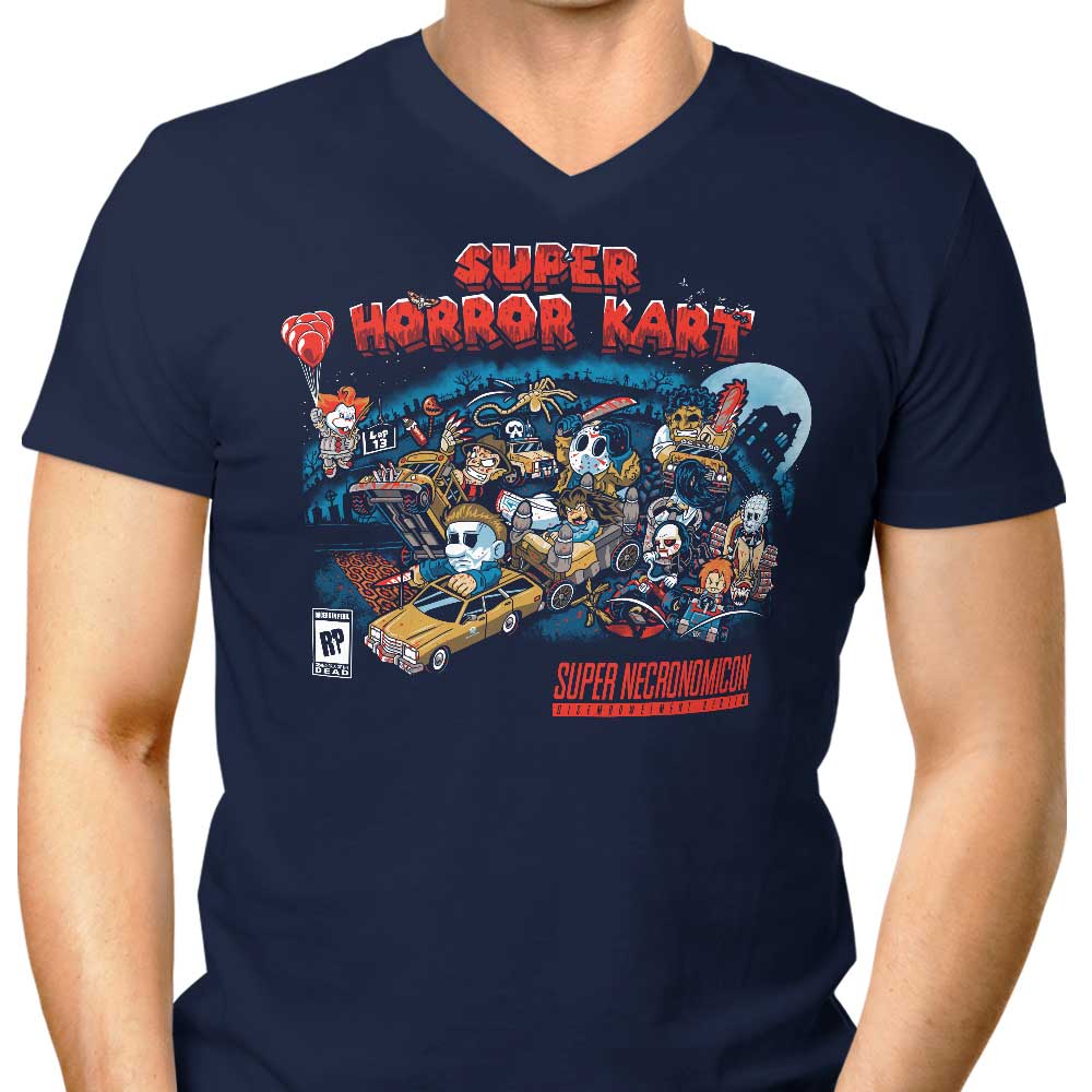 Prime Premne Design Men's V-Neck Super Horror Kart T-Shirt