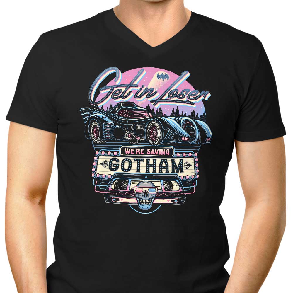 Men's Stylish V-Neck Tee - 'We're Rescuing Gotham'