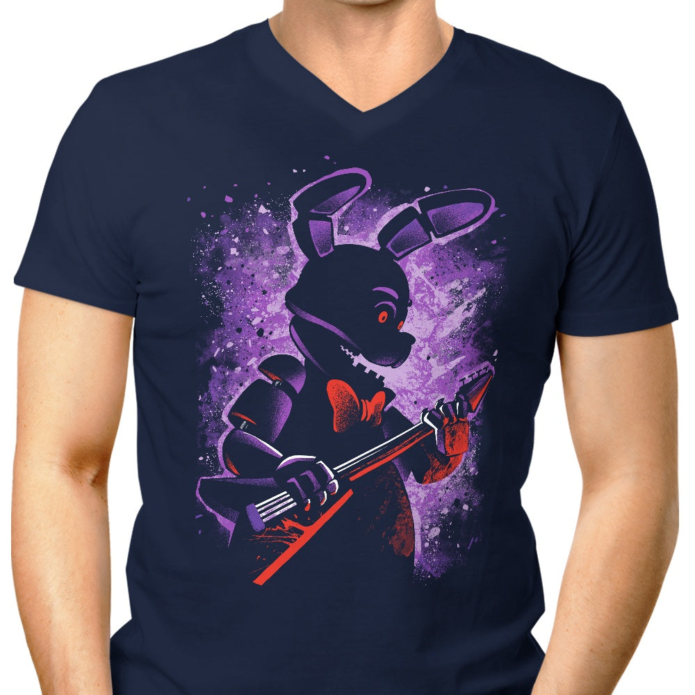 Men's Stylish V-Neck Animatronic Rabbit T-Shirt