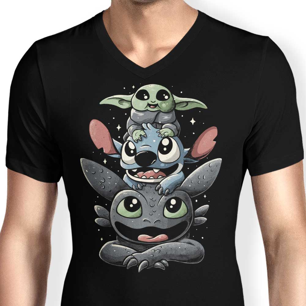 Men's Fashionable V-Neck Cuteness Tower T-Shirt