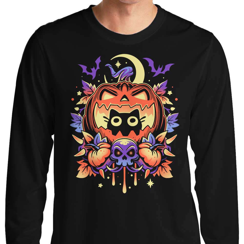 Spooky Halloween Long Sleeve Cat T-Shirt