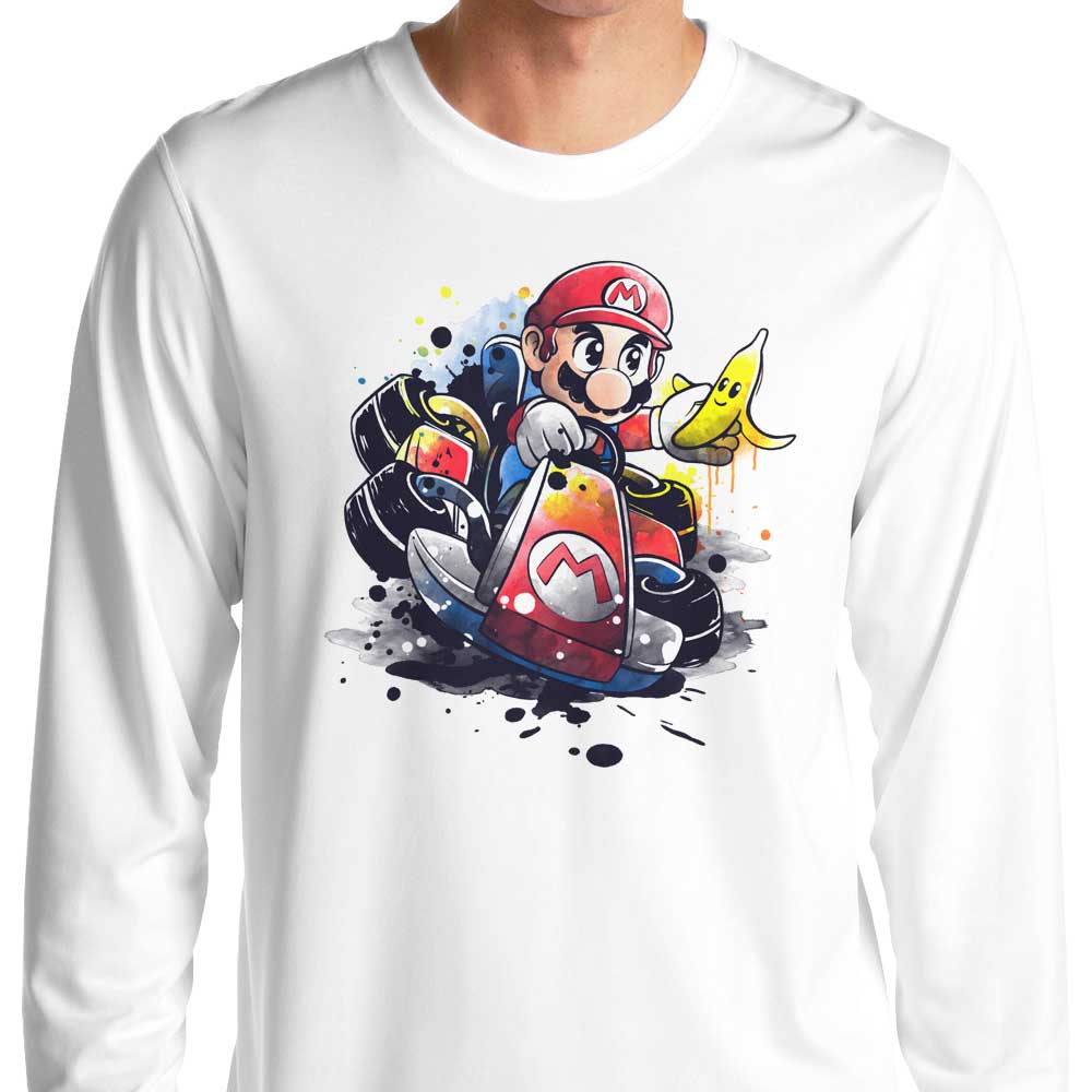 Long Sleeve Go Kart Watercolor T-Shirt for All Sizes