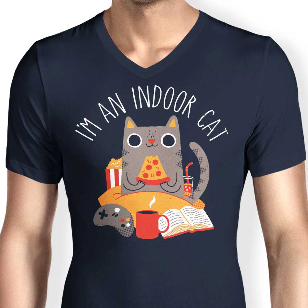 Men's Stylish Indoor Cat V-Neck T-Shirt