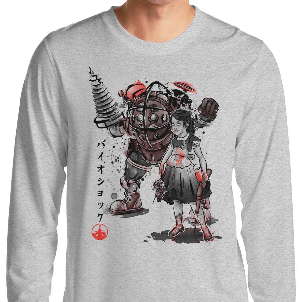 Long Sleeve Little Sister Sumi-e T-Shirt by Dr. Monekers