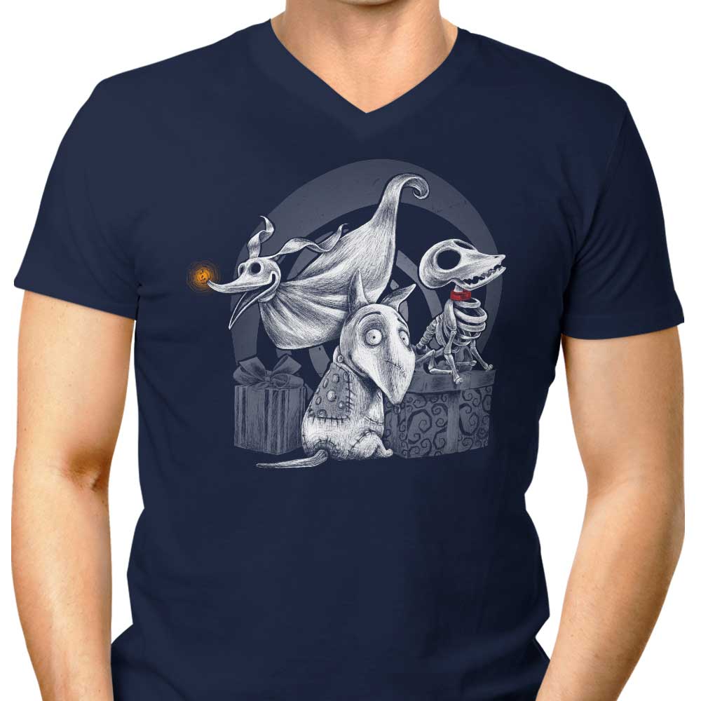 Men's Spooky Dogs V-Neck T-Shirt