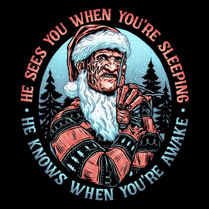 Spooky Nightmare Santa Long-Sleeve Cotton T-Shirt