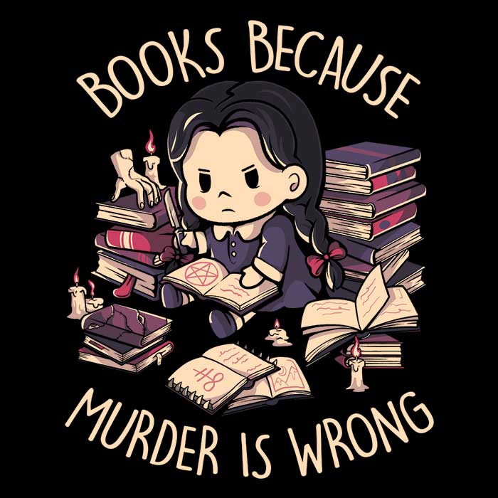 Long Sleeve T-Shirt with 'Books Over Murder' Design by Edu.ely