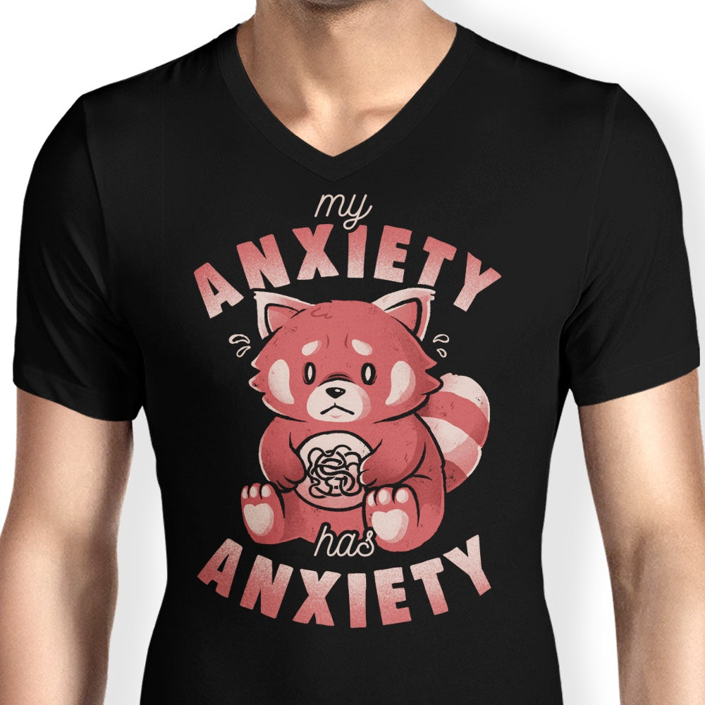 Men's Stylish V-Neck T-Shirt - 'My Anxiety has Anxiety'