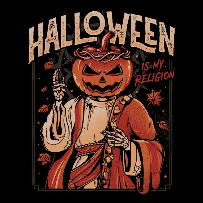 Spooky Halloween-Themed Long Sleeve T-Shirt - 'Halloween is My Religion'