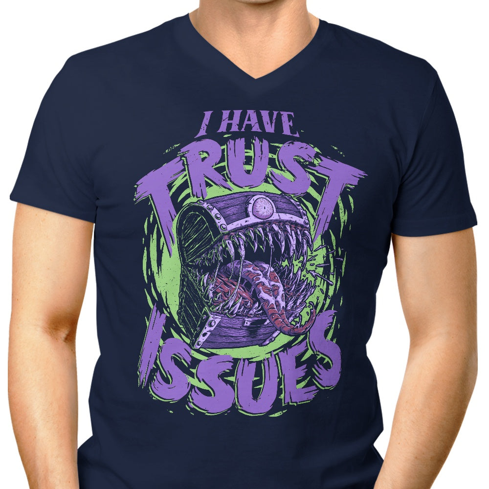 Men's V-Neck T-Shirt with 'I Have Trust Issues' Print