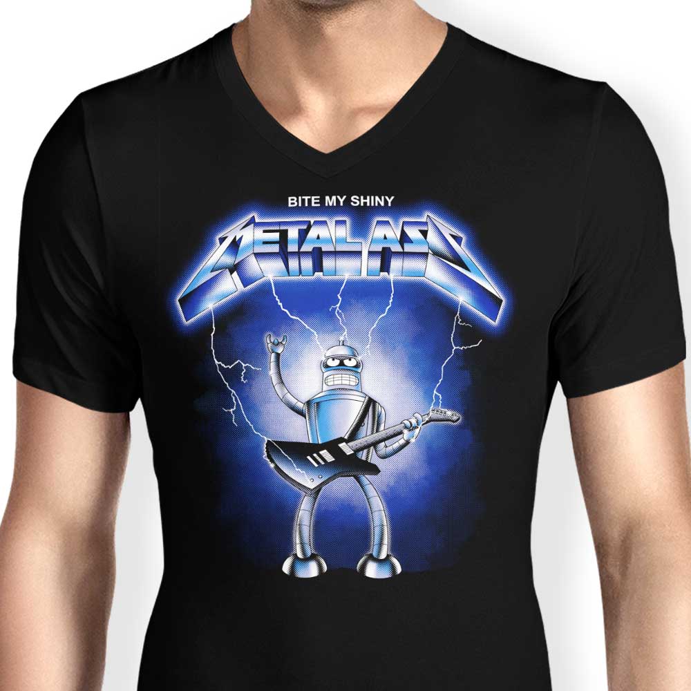 Stylish Shining Metal Men's V-Neck Top