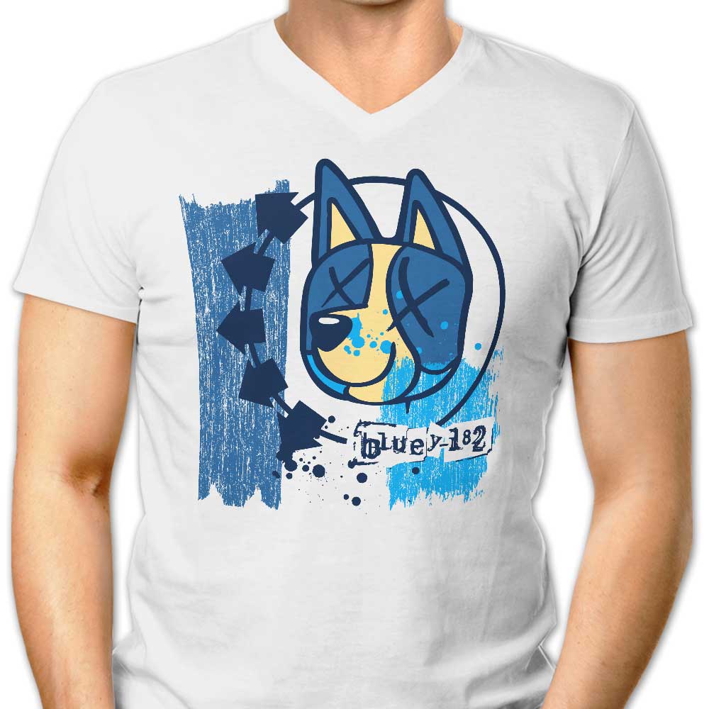 Stylish Men's Blue V-Neck T-Shirt - Bluey 182