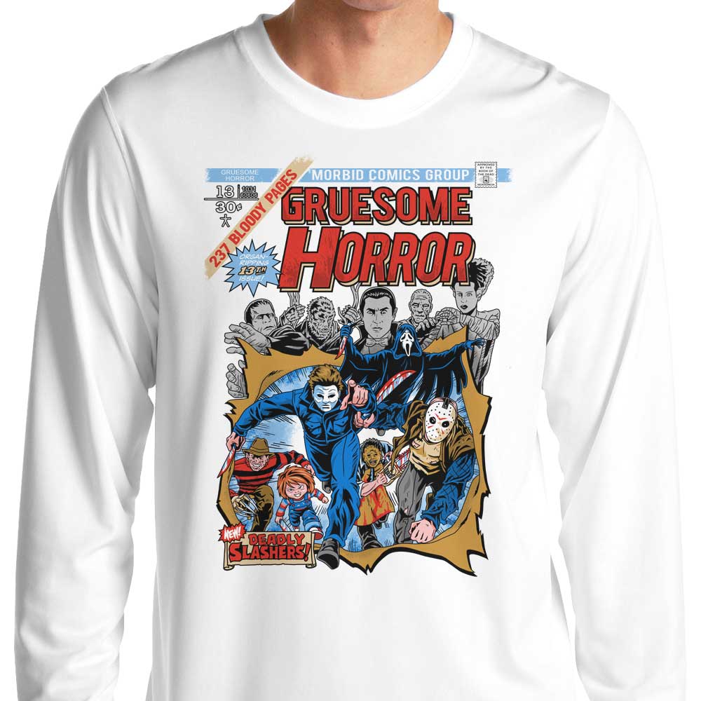 Terrifying Gruesome Horror Long Sleeve Men's T-Shirt for Horror Enthusiasts
