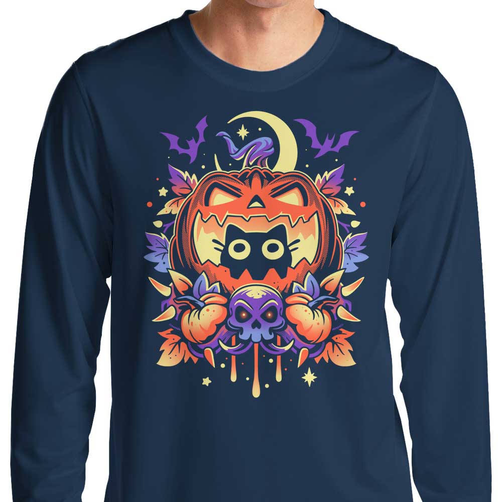 Spooky Halloween Long Sleeve Cat T-Shirt