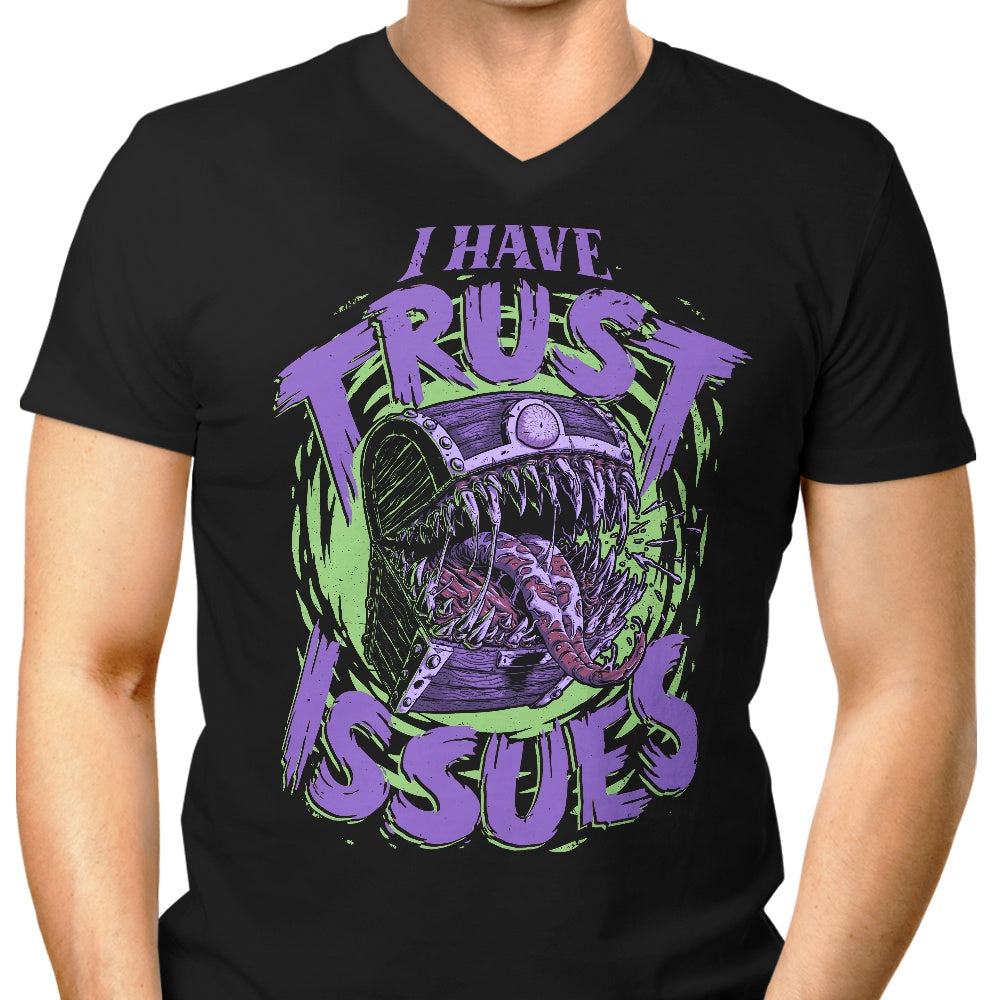 Men's V-Neck T-Shirt with 'I Have Trust Issues' Print