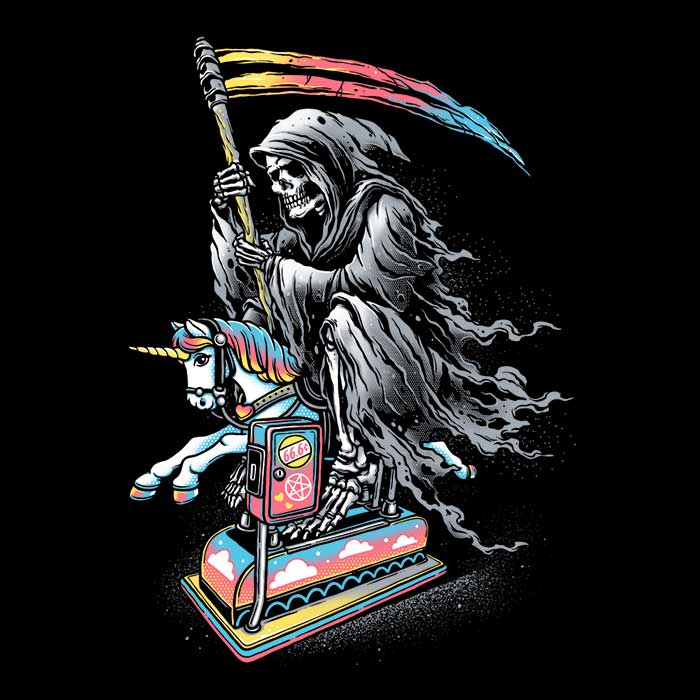 Glitchygorilla's 'Death Enjoying Life' Long Sleeve Crewneck T - Shirt for All Sizes