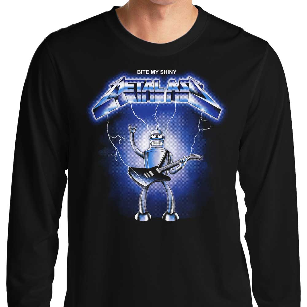 Gleaming Metal Long-Sleeved T-Shirt with Retro Style