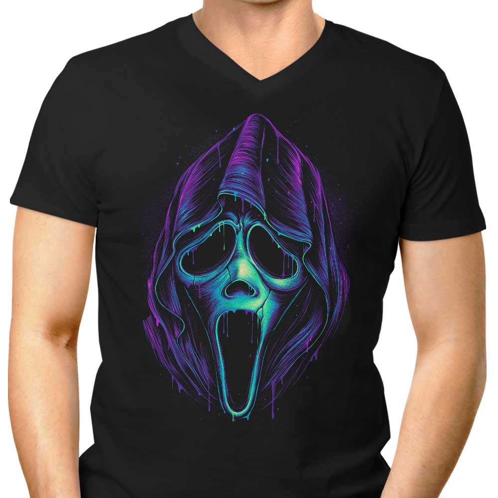 Men's Glowing Ghost Design V-Neck T-Shirt