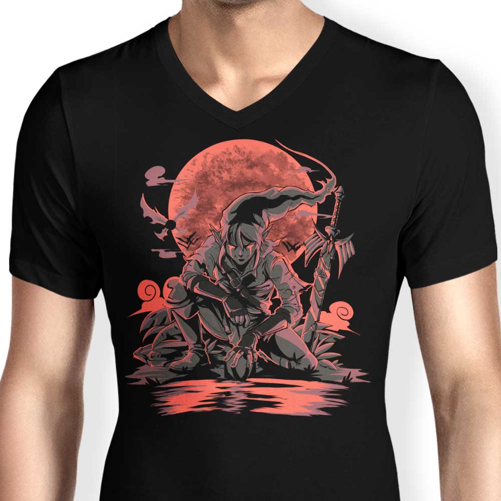 Men's Stunning V-Neck with Blood Moon Rises Design