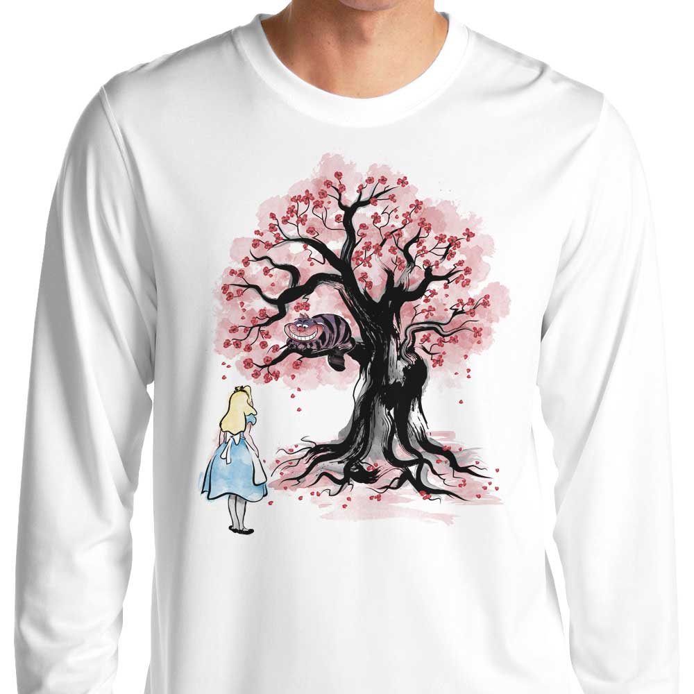 Dr. Monekers' Cheshire's Tree Sumi-e Long Sleeve Comfort Crewneck T-Shirt