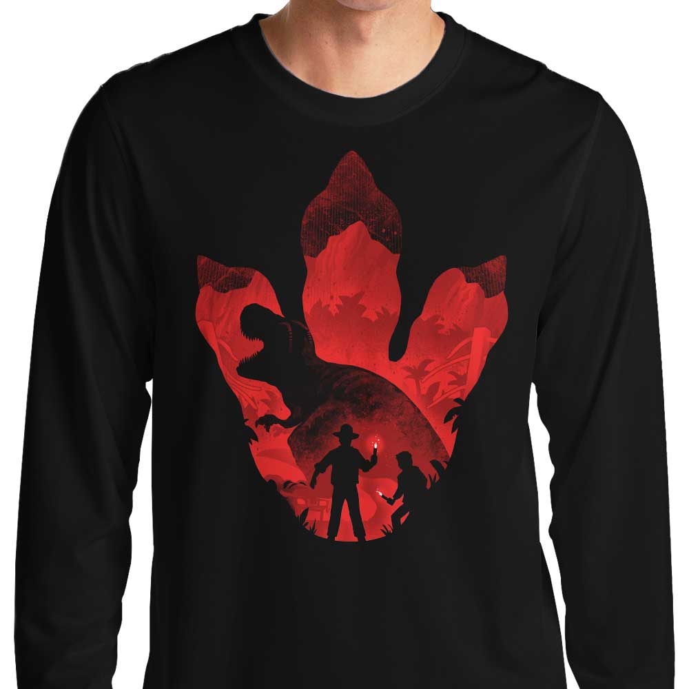 Long Sleeve T-Shirt Featuring T-Rex Footprint Design