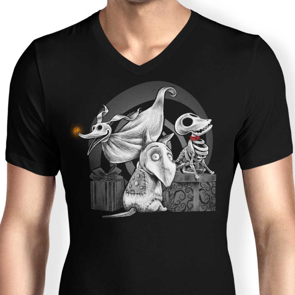 Men's Spooky Dogs V-Neck T-Shirt