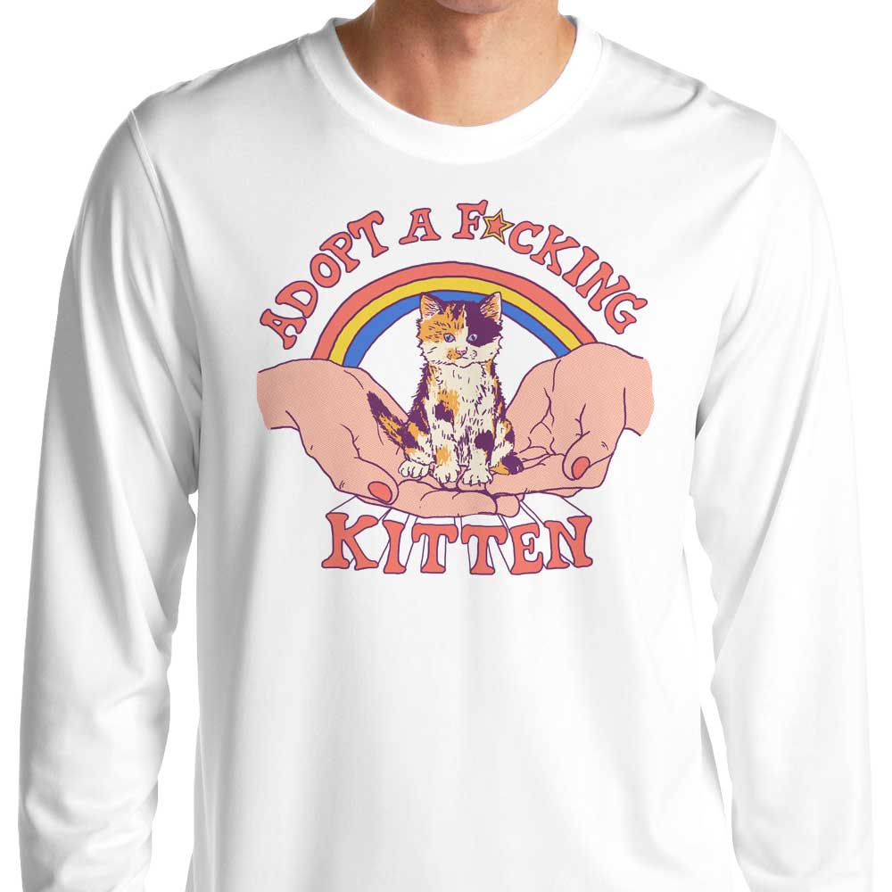 Long Sleeve Adopt a Kitten Graphic T-Shirt for Casual Wear