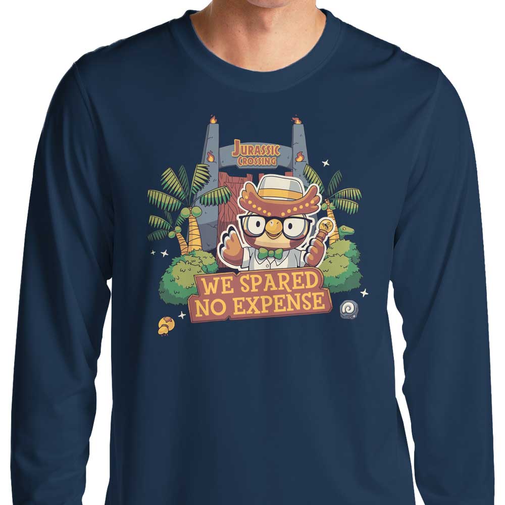 Geekydog's Jurassic Crossing Long Sleeve Crewneck T - Shirt for All Sizes