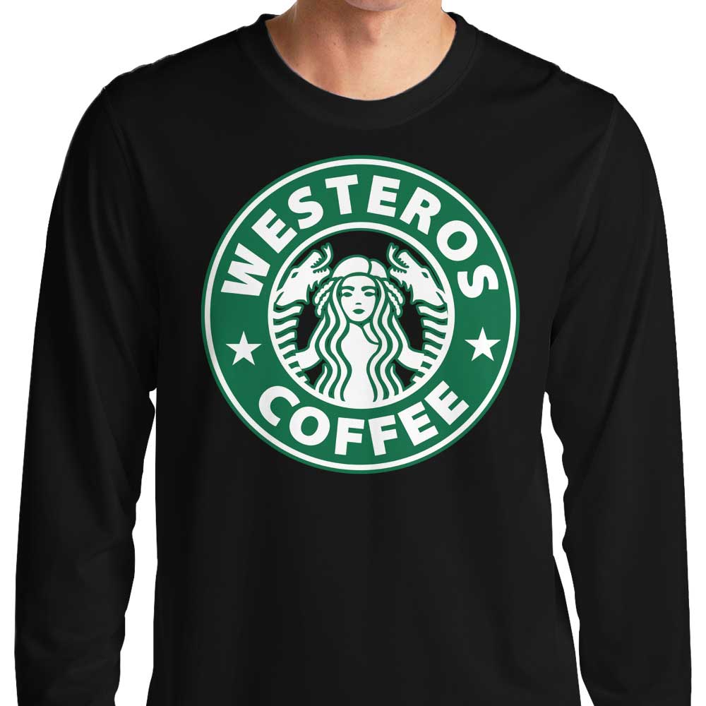 Westeros Coffee Brand Long Sleeve Crewneck T - Shirt for Comfortable Wear