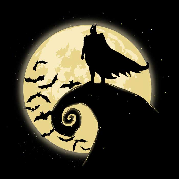 Men's Nightmare Before Batman Themed V-Neck T-Shirt