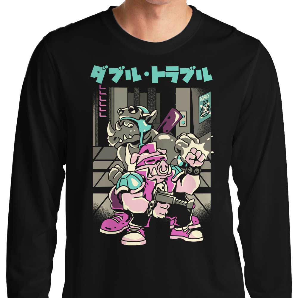 Sketchdemao's 'Trouble in Double' Long - Sleeve Crewneck T - Shirt