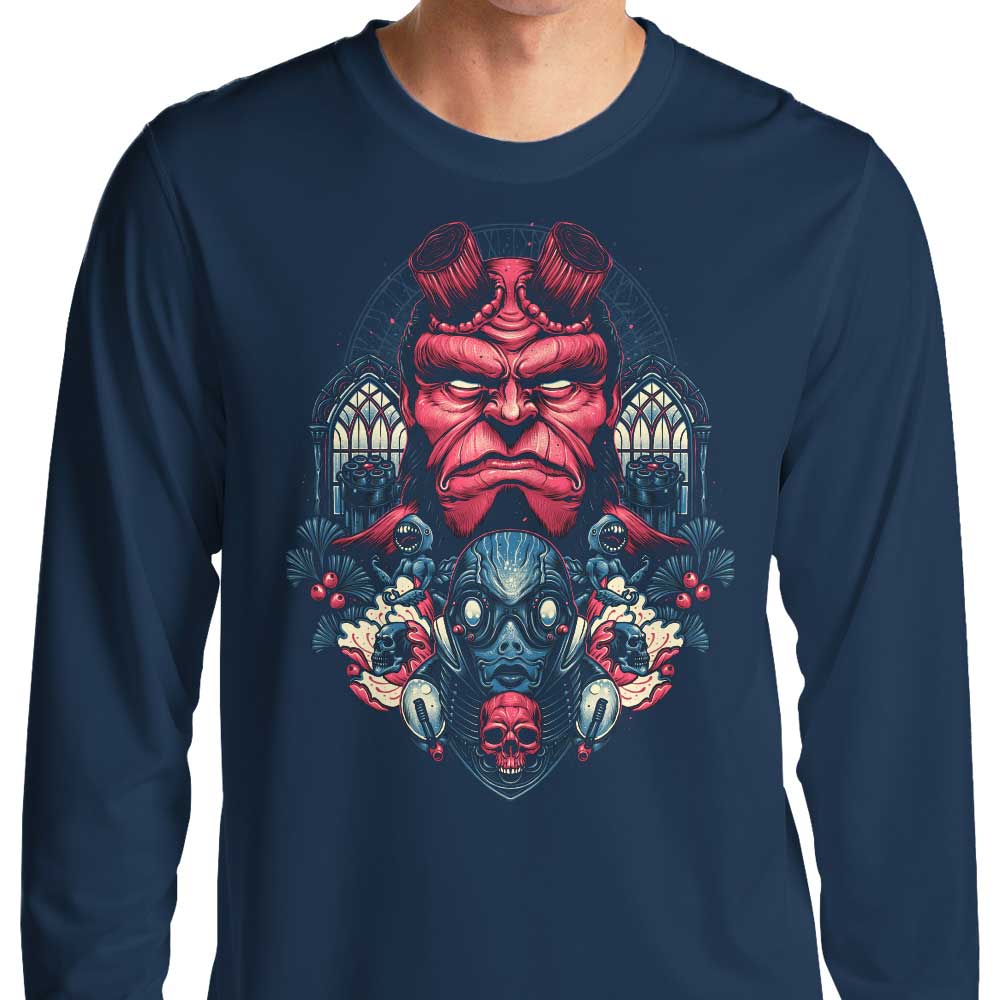 Long Sleeve Fire and Water Themed T-Shirt for Fashion Lovers