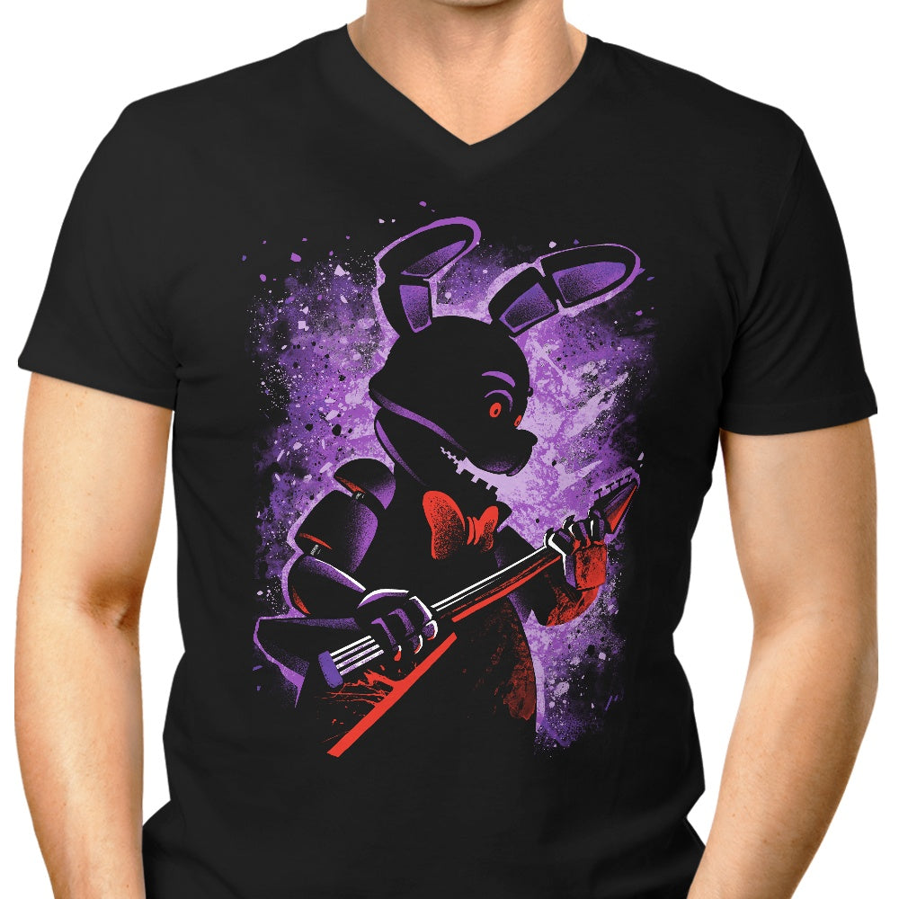 Men's Stylish V-Neck Animatronic Rabbit T-Shirt