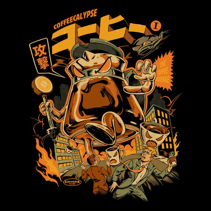 Men's V-Neck Coffee-themed T-shirt: Coffeecalypse