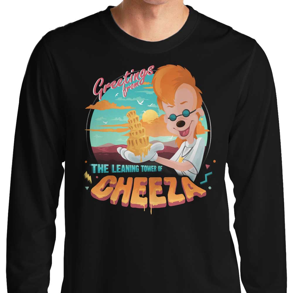 The Cheeza Leaning Tower Long Sleeve Crewneck T-Shirt for All Sizes