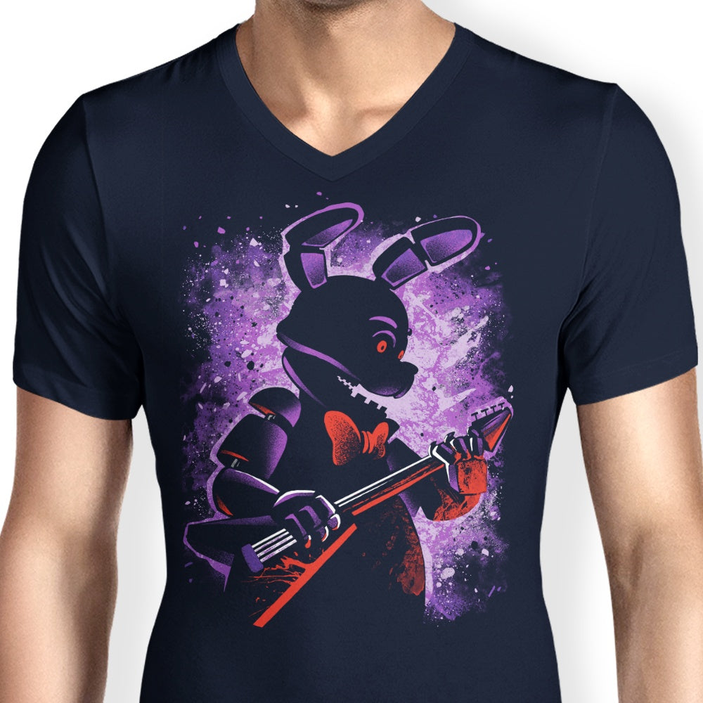 Men's Stylish V-Neck Animatronic Rabbit T-Shirt