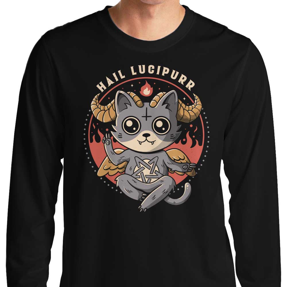 Hail Lucipurr - Stylish Long Sleeve Crewneck T-Shirt for Men and Women