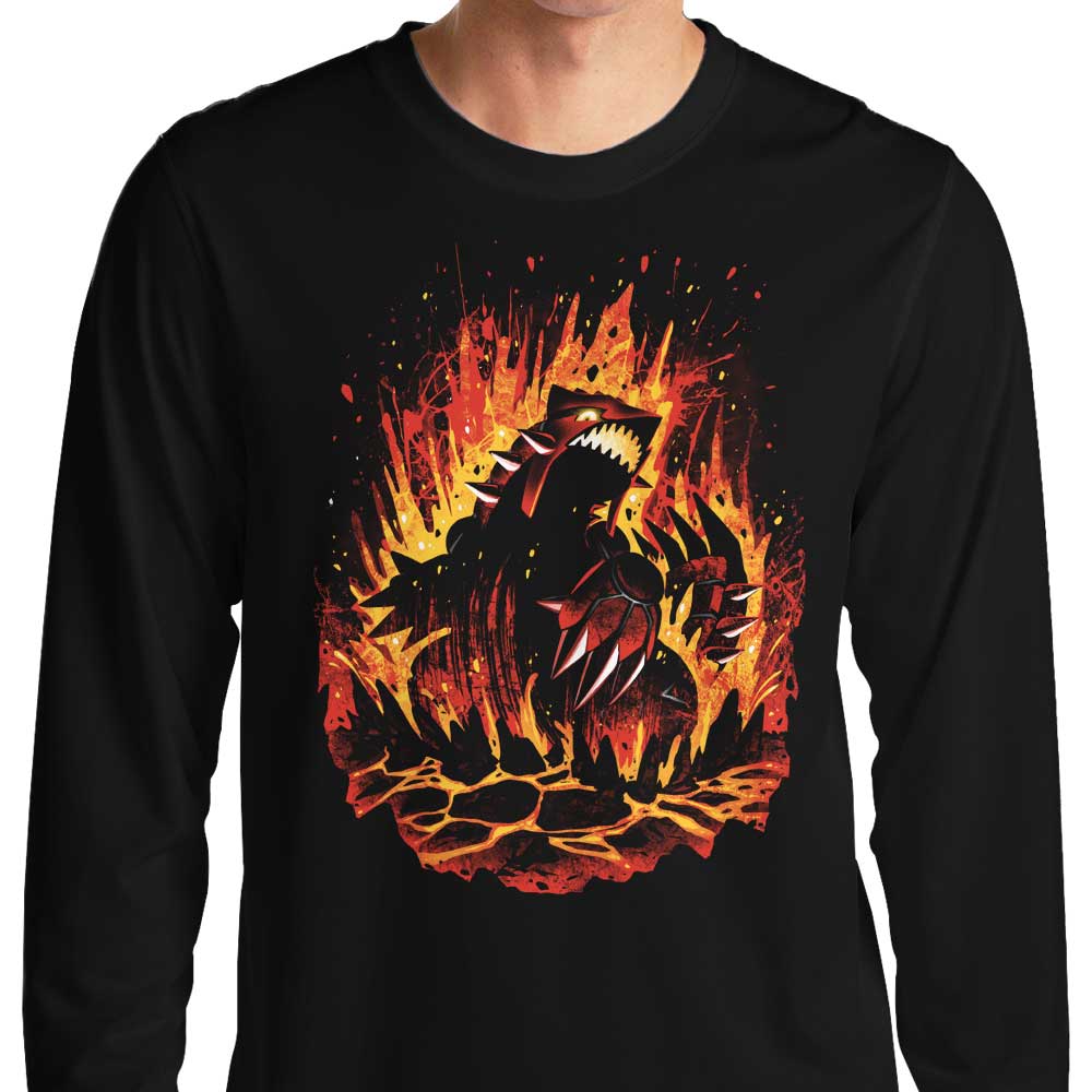 Alemaglia's Magma Cataclysm-themed Long Sleeve Cotton T-Shirt for Casual Wear