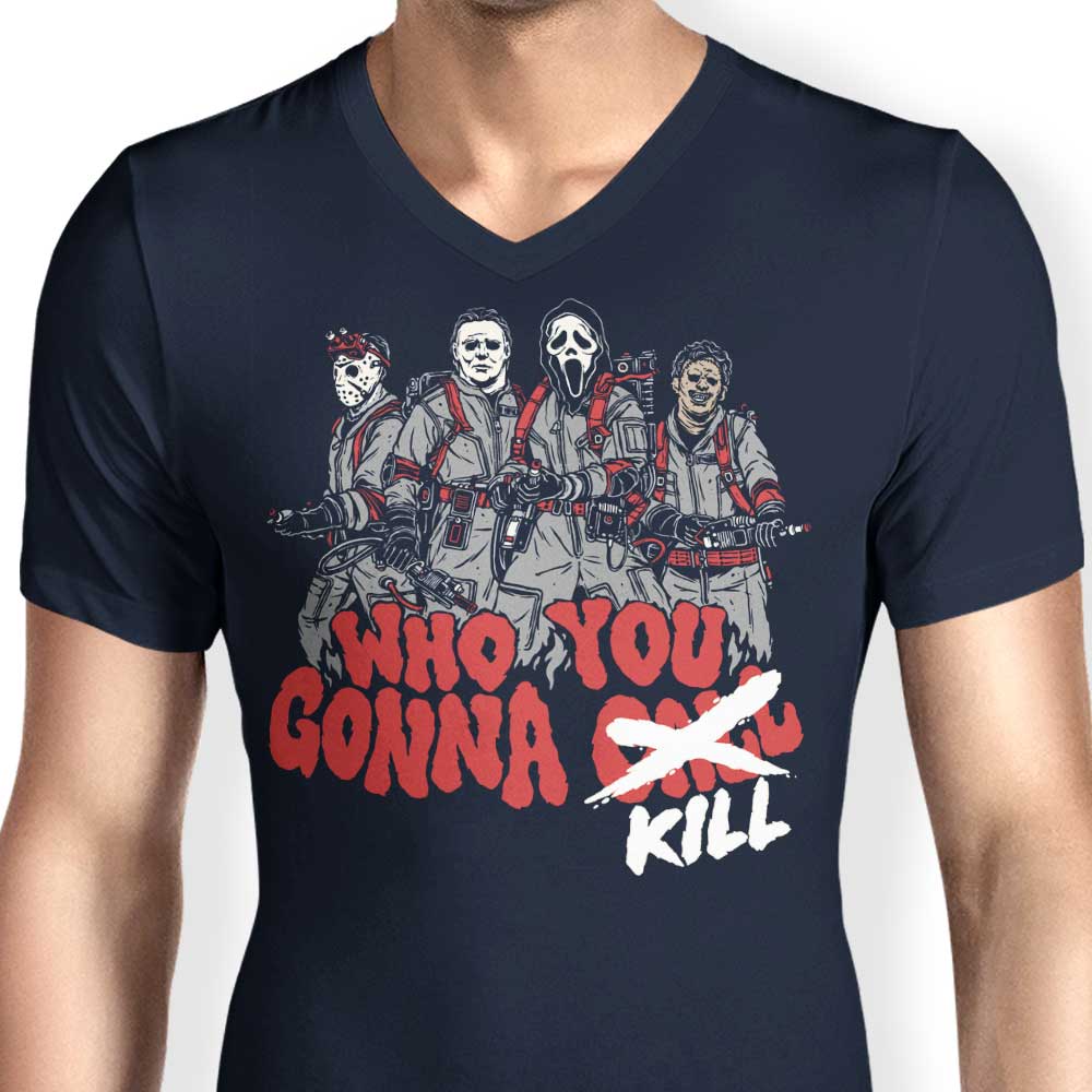 Men's Stylish V-Neck T-Shirt: Who You Gonna Kill Design
