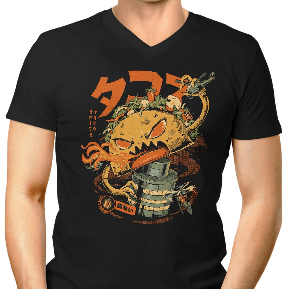 Men's Spicy Taco Kaiju Stylish V-Neck T-Shirt