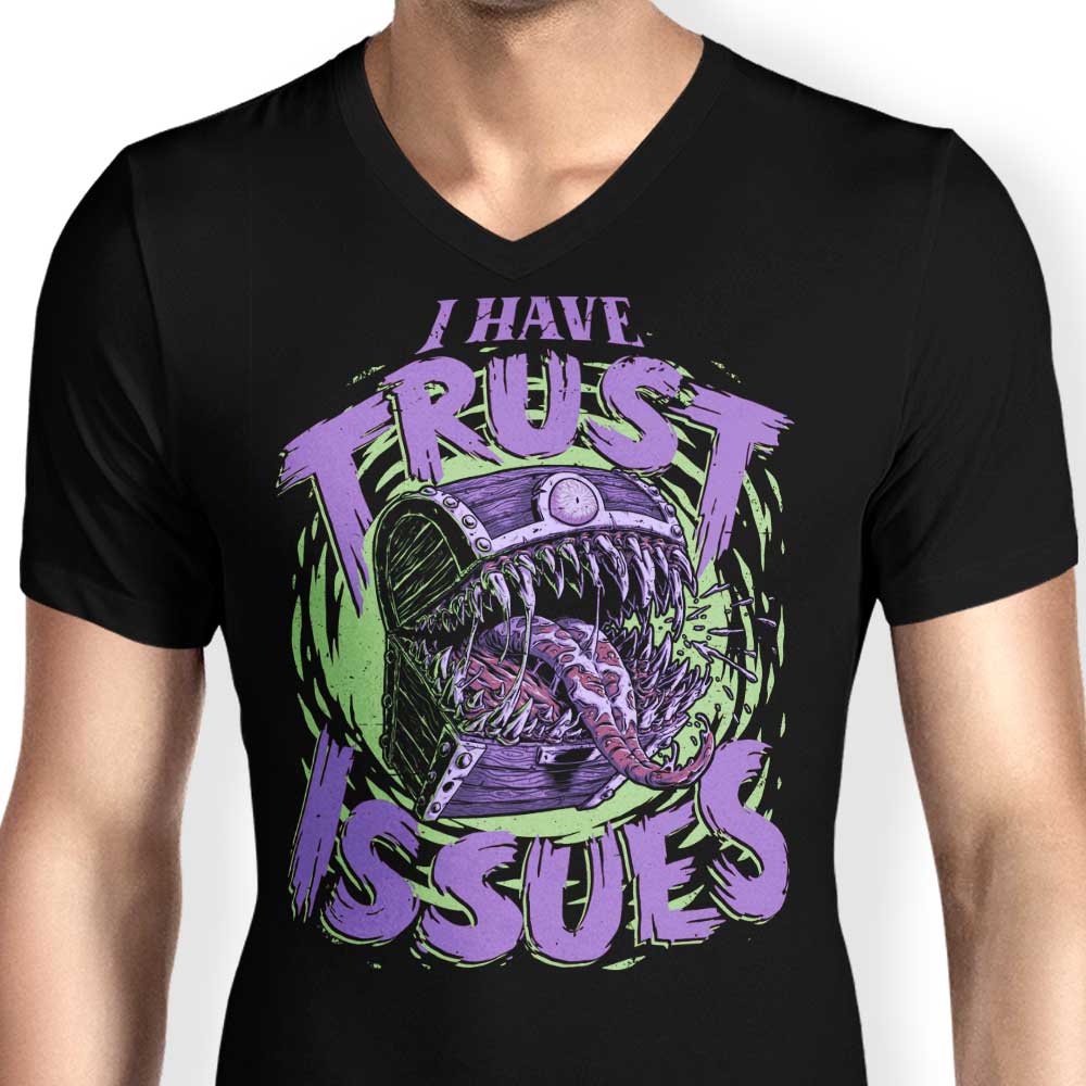 Men's V-Neck T-Shirt with 'I Have Trust Issues' Print