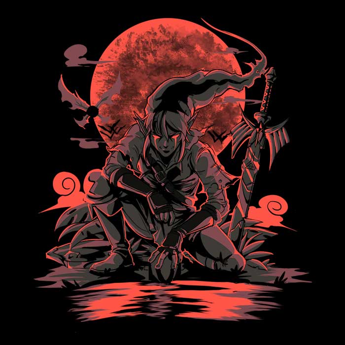 Men's Stunning V-Neck with Blood Moon Rises Design