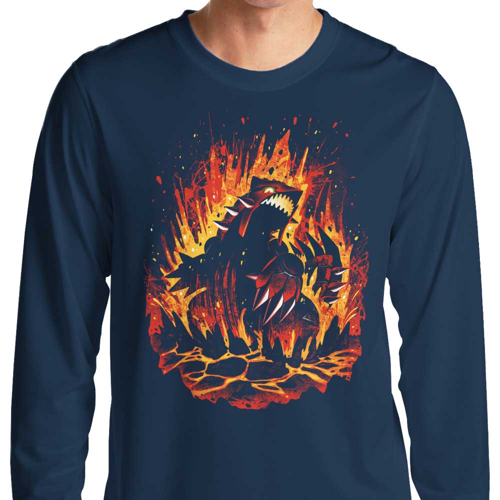 Alemaglia's Magma Cataclysm-themed Long Sleeve Cotton T-Shirt for Casual Wear