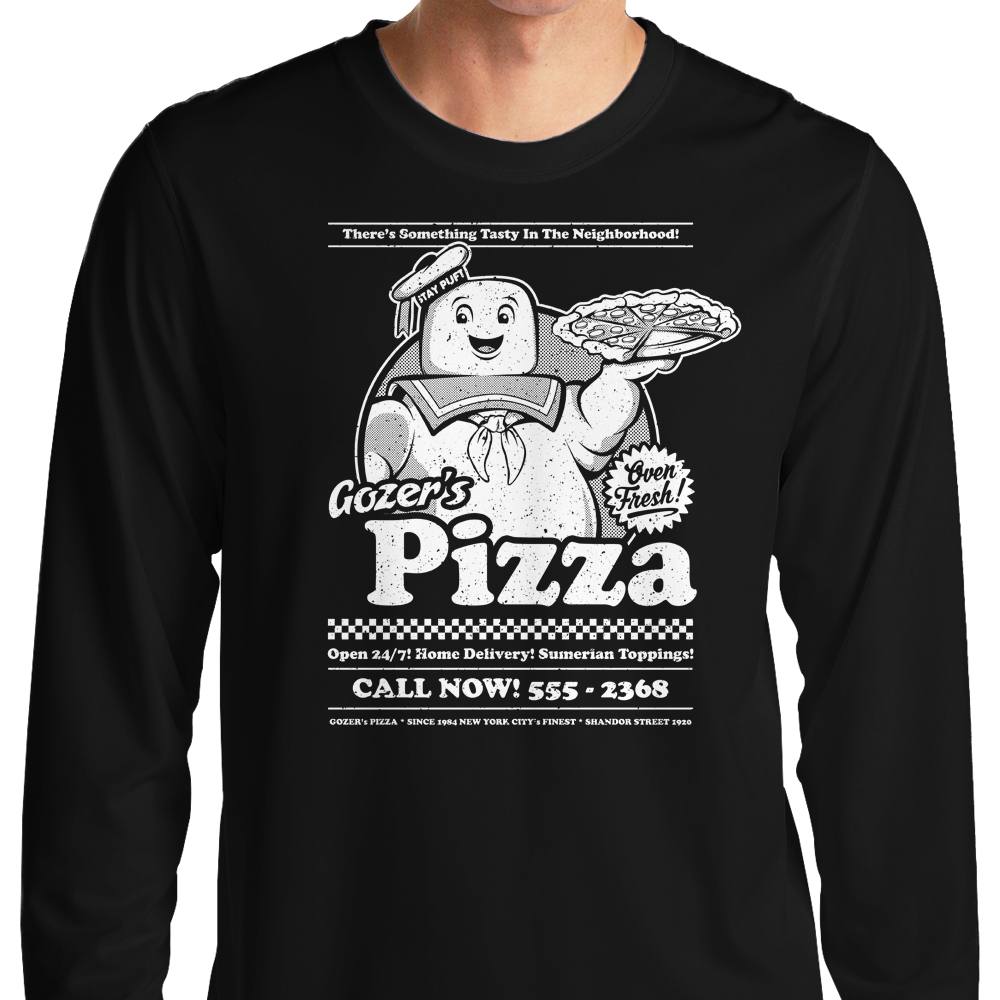Long Sleeve T-Shirt Featuring Gozer's Pizza Design