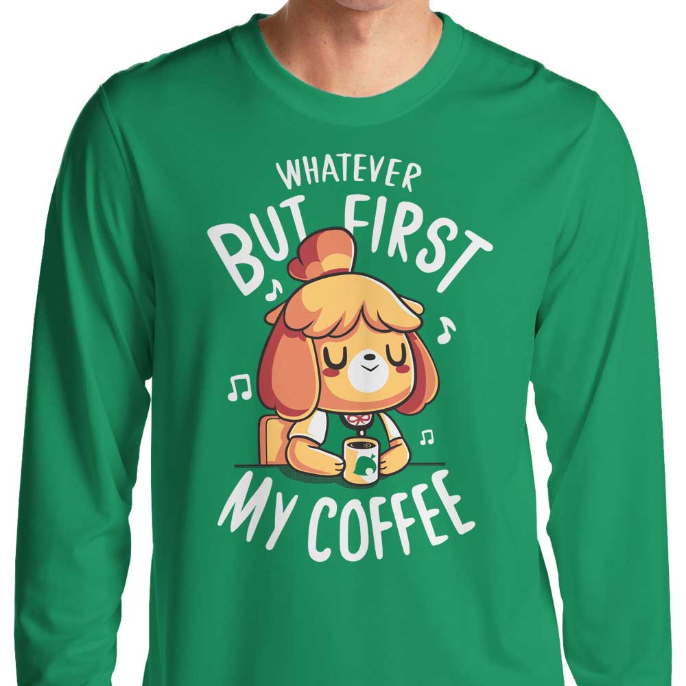 First My Coffee Branded Long Sleeve Crewneck T-Shirt