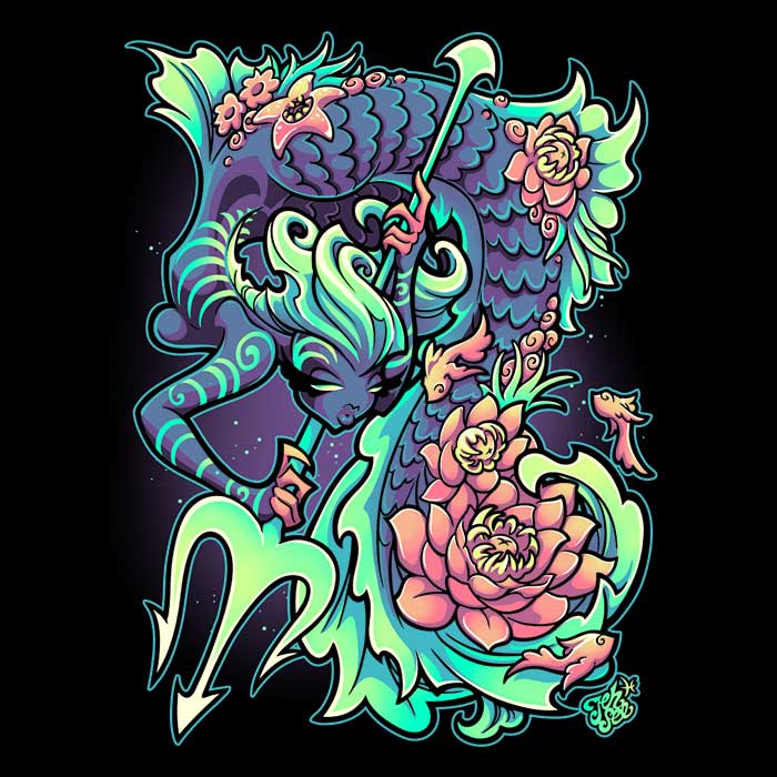 Pisces-themed Long Sleeve Crewneck T-Shirt by Jehsee