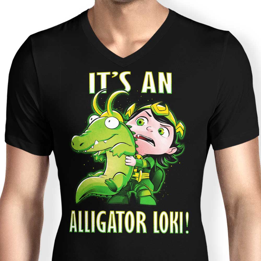 Men's V-Neck T-Shirt with 'It's an Alligator' Design