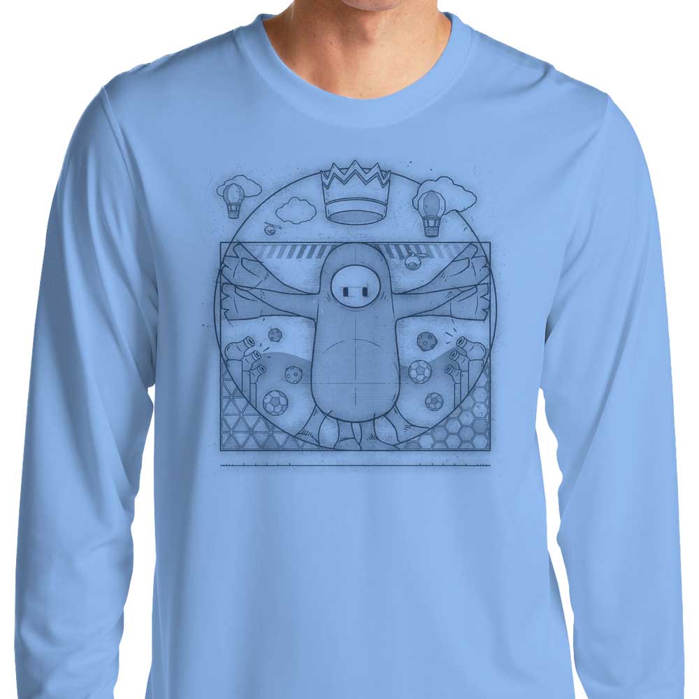 Getsousa's Classic Virtruvian Guy Design Long Sleeve Crewneck T - Shirt for Men and Women