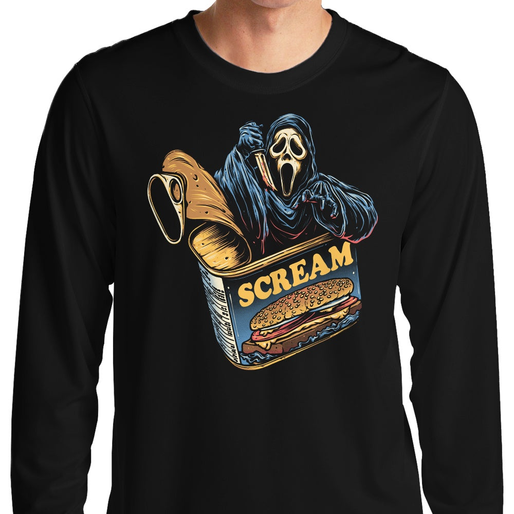 Canned Ghost Design Long Sleeve Cotton T-Shirt for Casual Wear