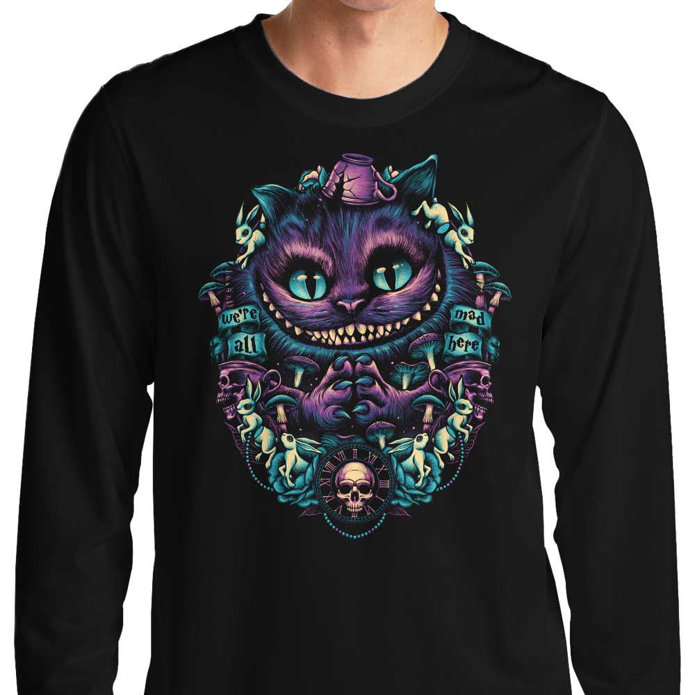 Glitchygorilla's Mischievous Cat Long Sleeve Crewneck T - Shirt